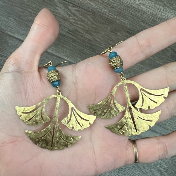 Handmade big art nouveau petal drop earrings - Picture 6 of 6